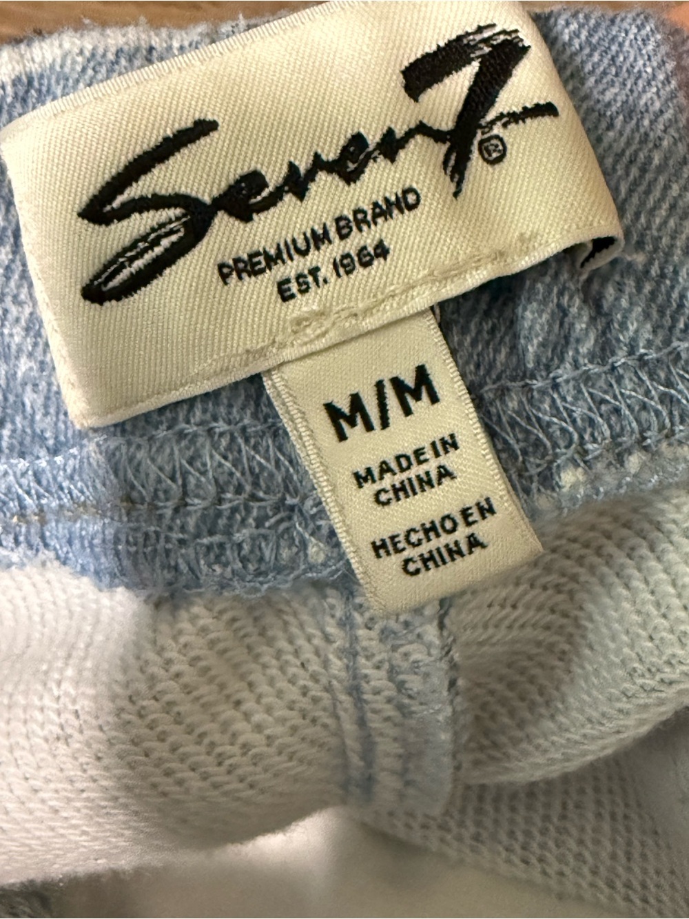 Seven7 Light Blue Straight Leg printed sweatpant jeans - Picture 2 of 2
